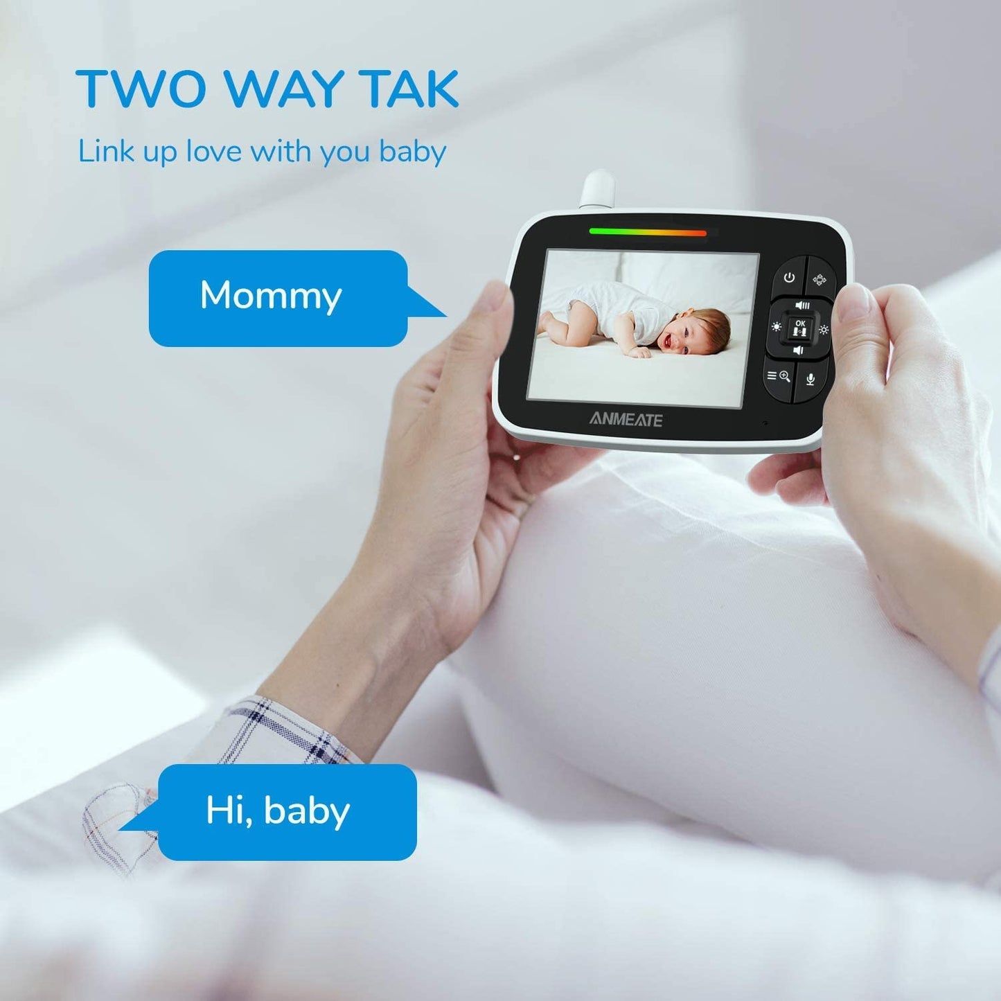 Baby Monitor with Remote Pan-Tilt-Zoom Camera, 3.5” Large Display Video Baby Monitor with Camera and Audio |Infrared Night Vision |Two Way Talk | Room Temperature| Lullabies and 960Ft Range