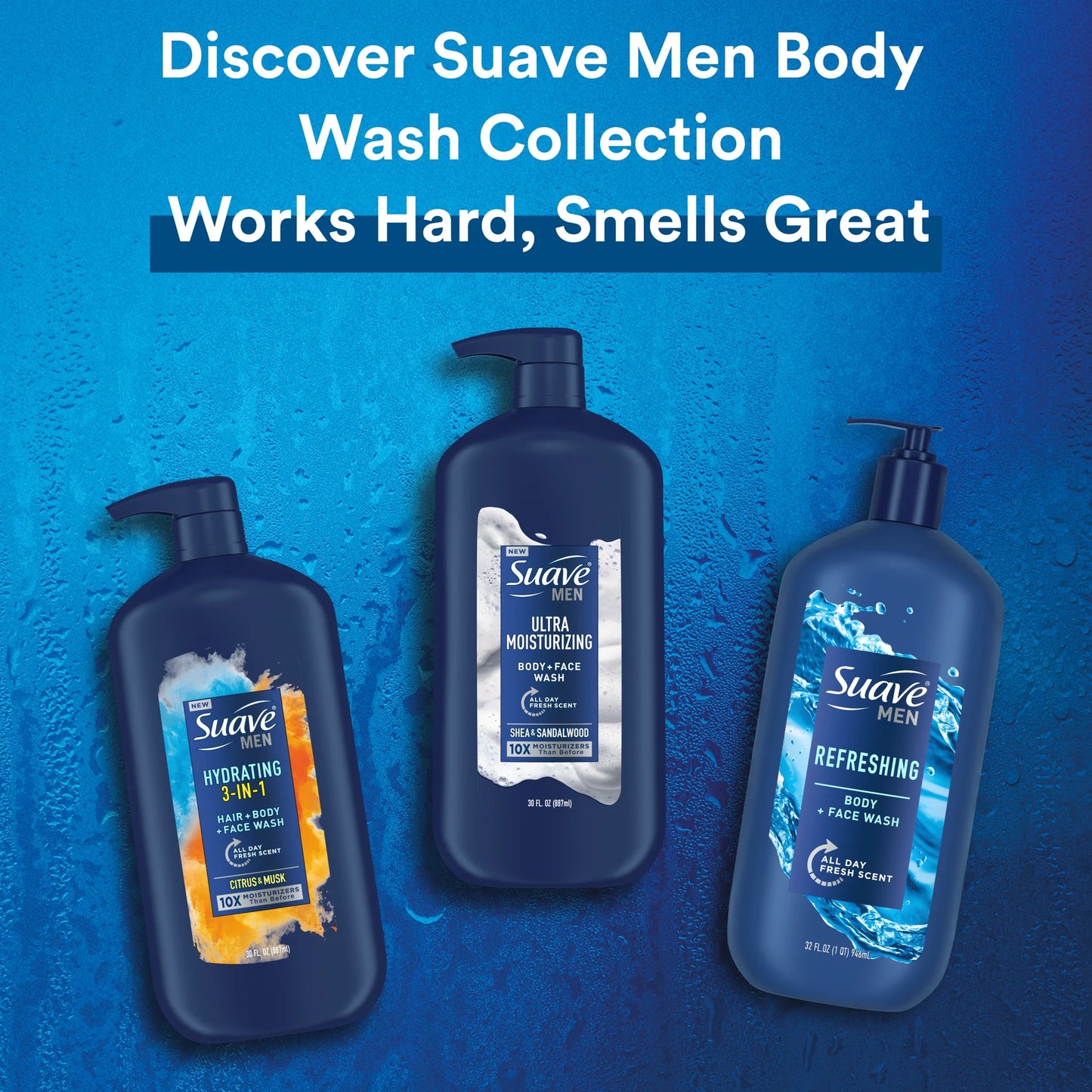 Men 3 in 1 Mens Body Wash, Hair, Face and Body Wash, Hydrating, Citrus & Musk, 30 Oz