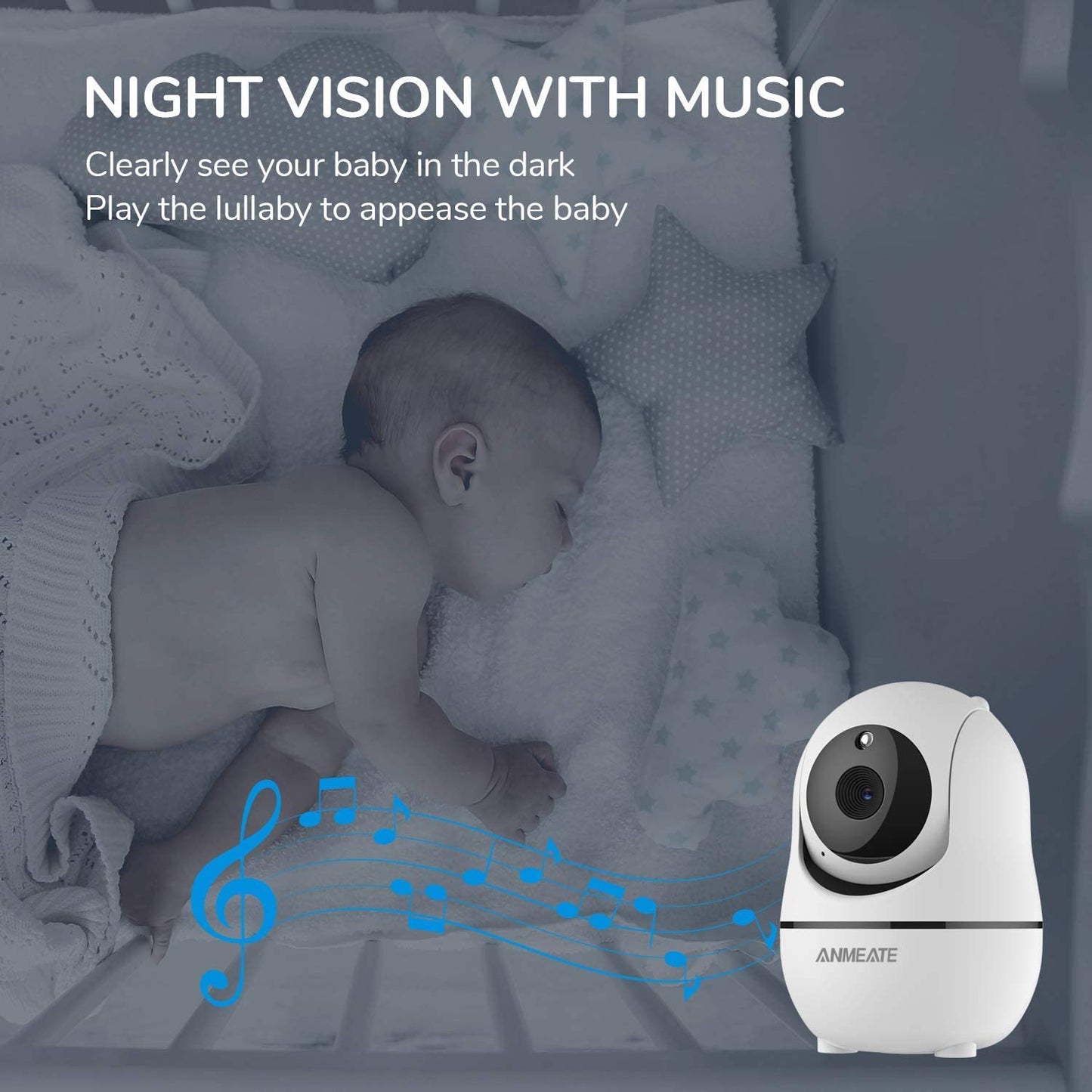 Baby Monitor with Remote Pan-Tilt-Zoom Camera, 3.5” Large Display Video Baby Monitor with Camera and Audio |Infrared Night Vision |Two Way Talk | Room Temperature| Lullabies and 960Ft Range