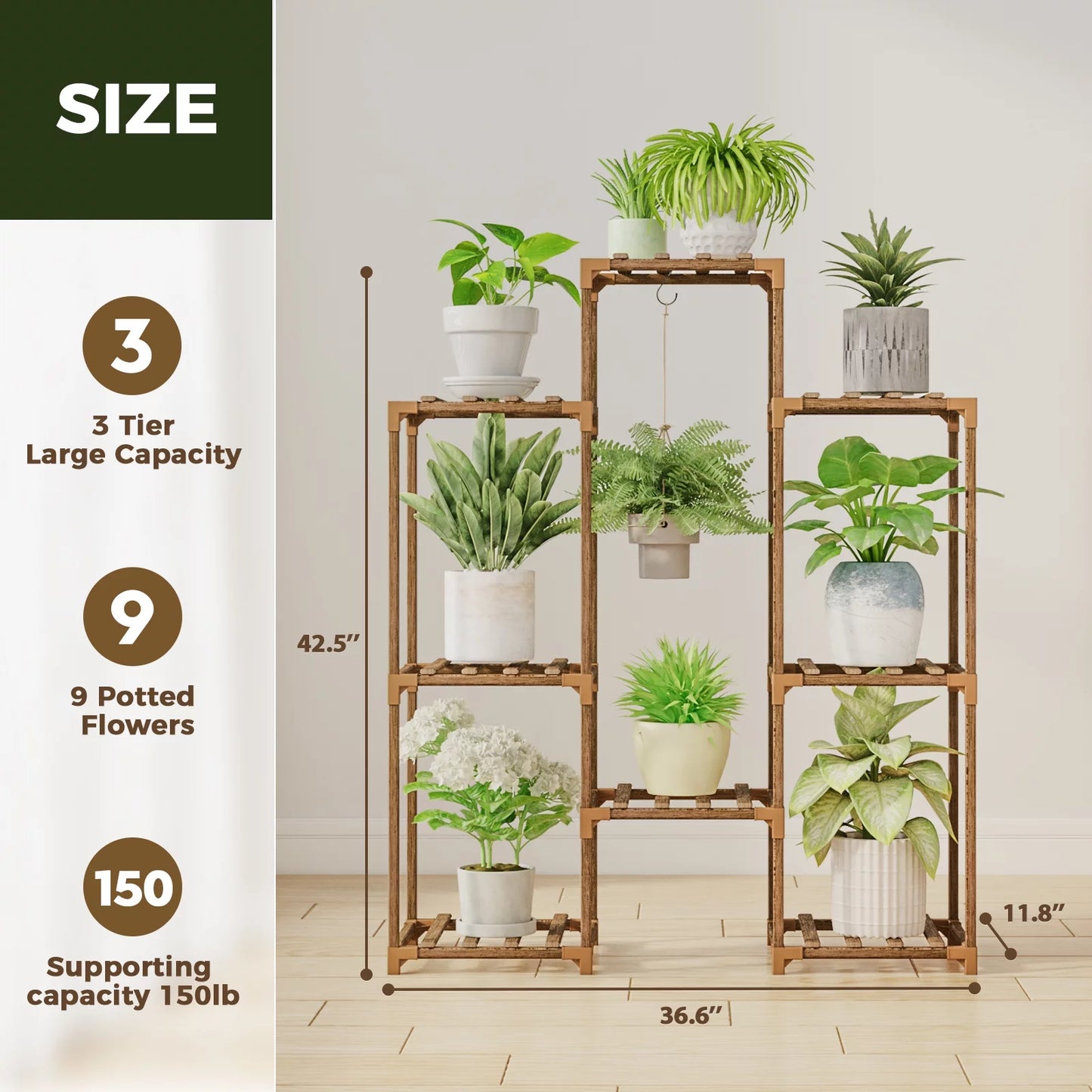 Plant Stand Indoor Plant Rack Plant Shelf Wood Outdoor Tiered Plant Shelf for Multiple Plants Ladder Plant Holder