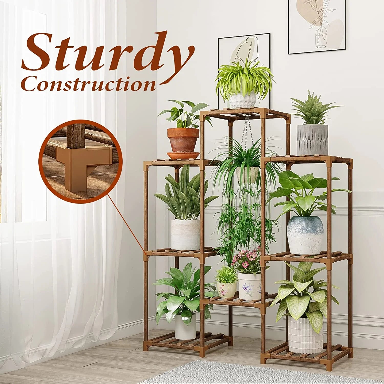 Plant Stand Indoor Plant Rack Plant Shelf Wood Outdoor Tiered Plant Shelf for Multiple Plants Ladder Plant Holder